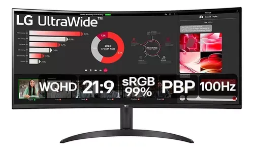 Available For $ 1649,9: Monitor Lg Ultrawide Curvo Tela Va 34 Wqhd Hdr10 34wr50qc-B Cor Preto 110v/220vromoninja